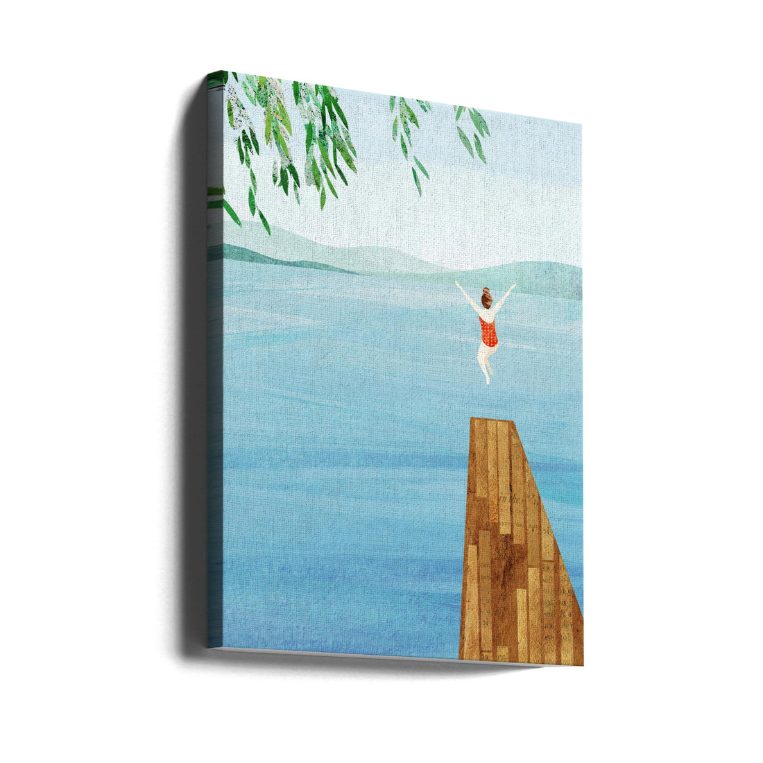 Lake Swim Art by Longwayhome | Summer Lake Swimming, Large Canvas Wall Art Print | Artsy Earth