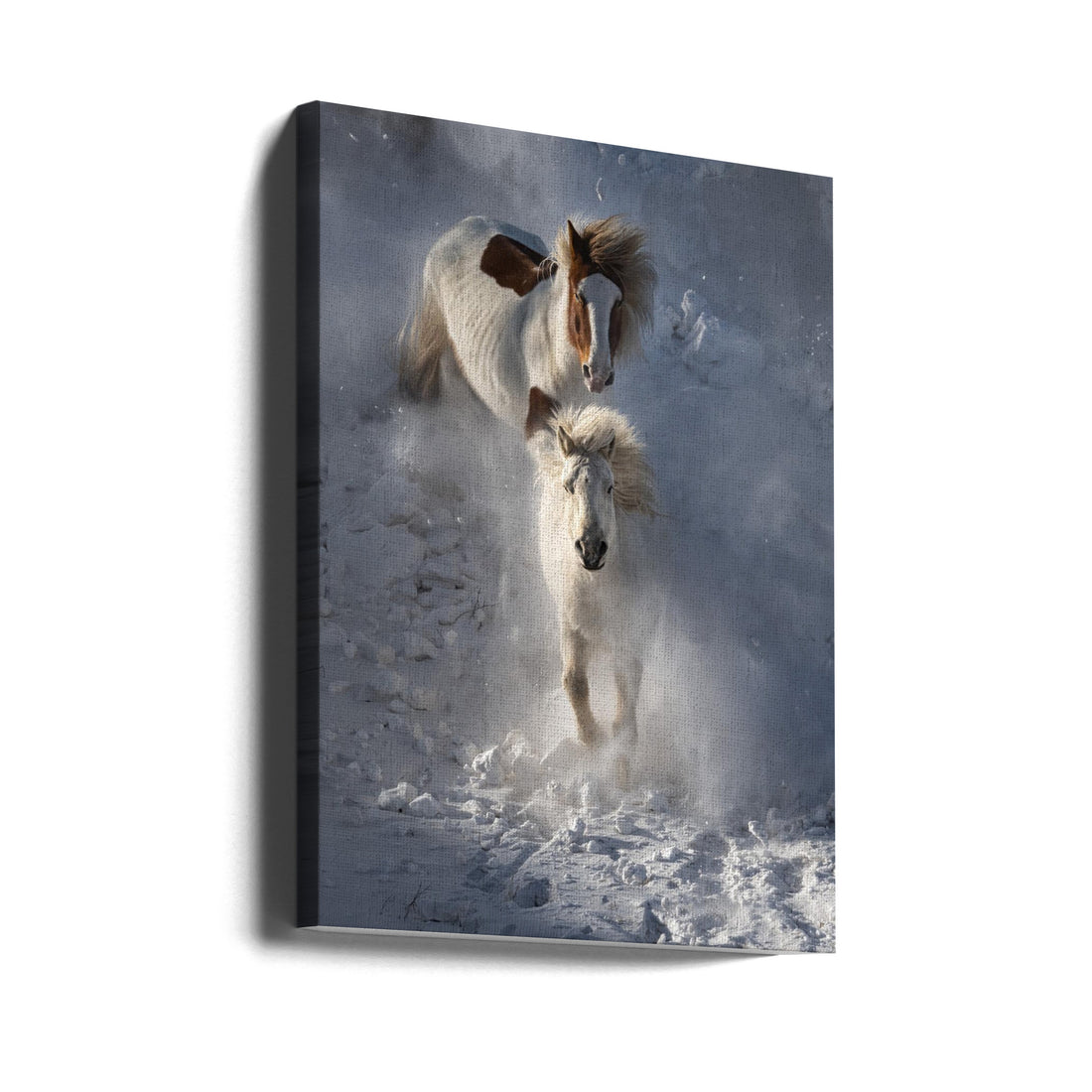 Two Horses by Chuanxu Ren | Running Horses Winter, Large Canvas Wall Art Print | Artsy Earth