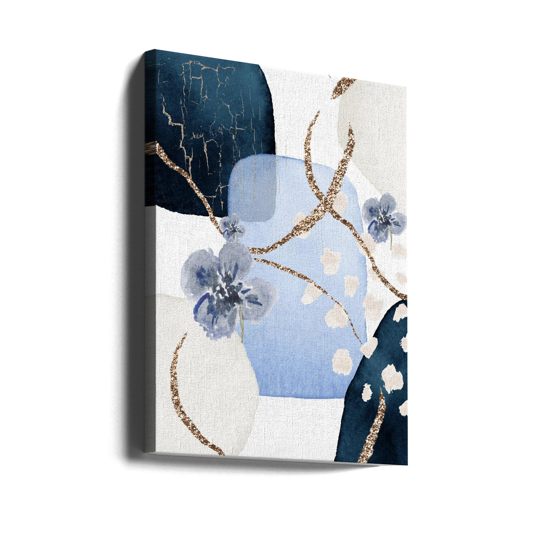 Floral Blue by Sally Ann Moss | Abstract Floral Gold, Large Canvas Wall Art Print | Artsy Earth