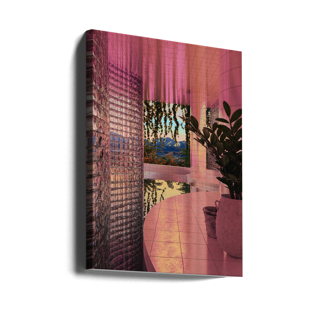 Indoor Pool by Cosmozach | Retro Vaporwave Architecture, Large Canvas Wall Art Print | Artsy Earth