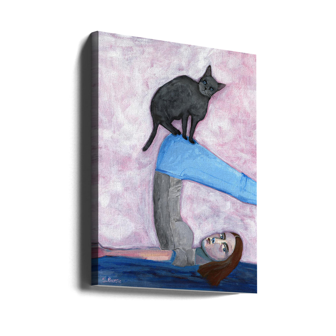 Yoga with my Cat by Sharyn Bursic | Pet Exercise Mindfulness, Large Canvas Wall Art Print | Artsy Earth