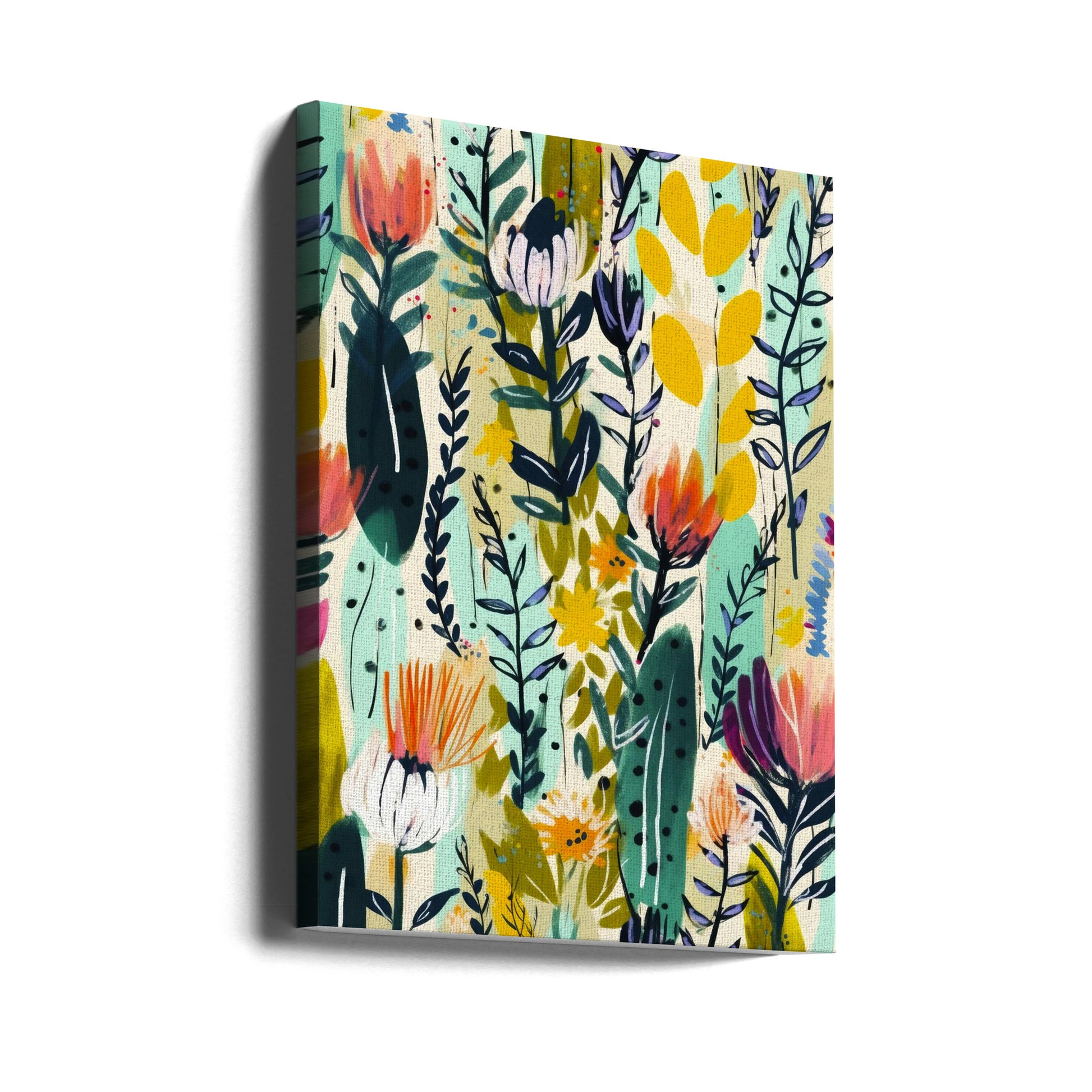 Rain Of Flowers by Treechild | Colorful Floral Pattern, Large Canvas Wall Art Print | Artsy Earth