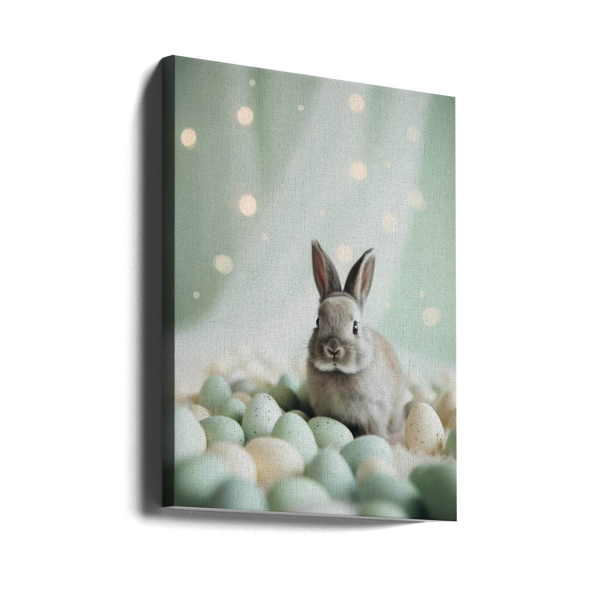 Bunny and Pastel Eggs by Treechild | Cute Easter Animal, Large Canvas Wall Art Print | Artsy Earth