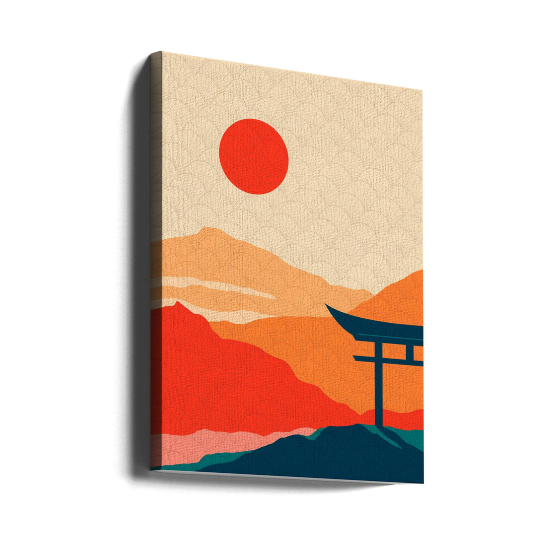 Sunset Delight by Fadil Roze | Asian Temple Watercolor, Large Canvas Wall Art Print | Artsy Earth