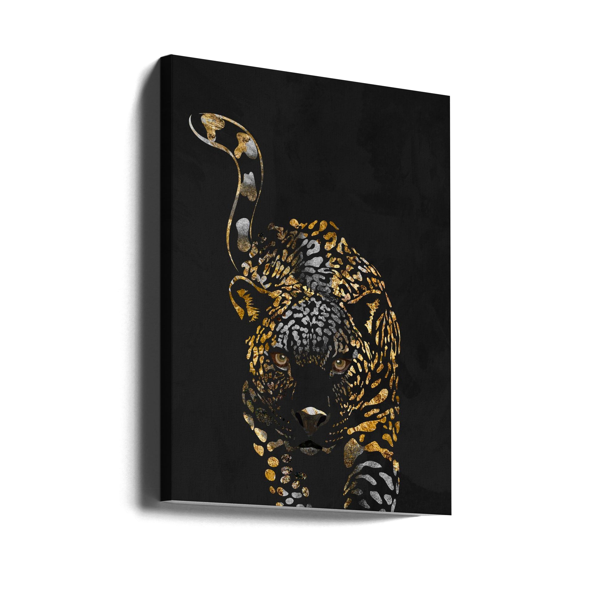 Black Gold Jaguar by Sarah Manovski | Abstract Wildlife Portrait, Large Canvas Wall Art Print | Artsy Earth