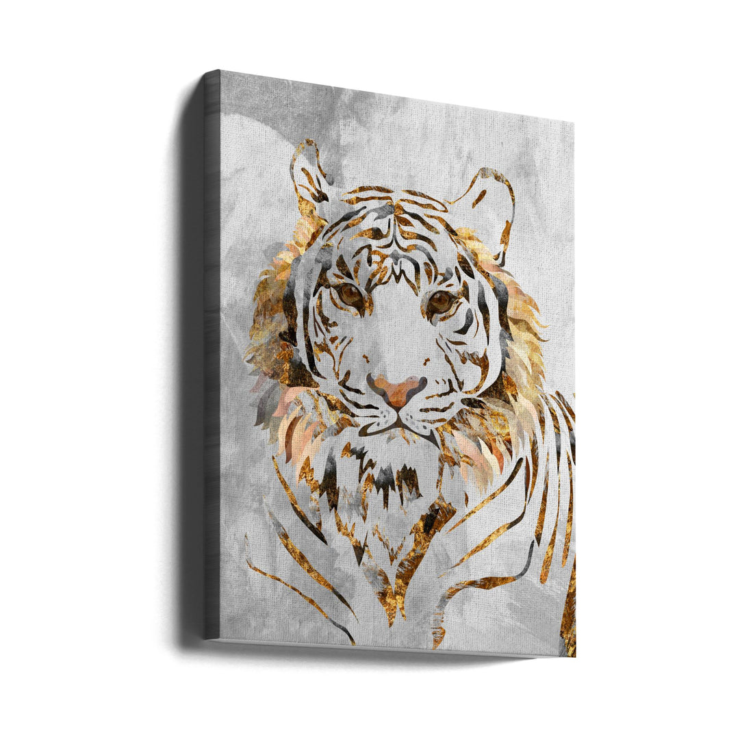 Golden Tiger and Concrete by Sarah Manovski | Metallic Wildlife Portrait, Large Canvas Wall Art Print | Artsy Earth