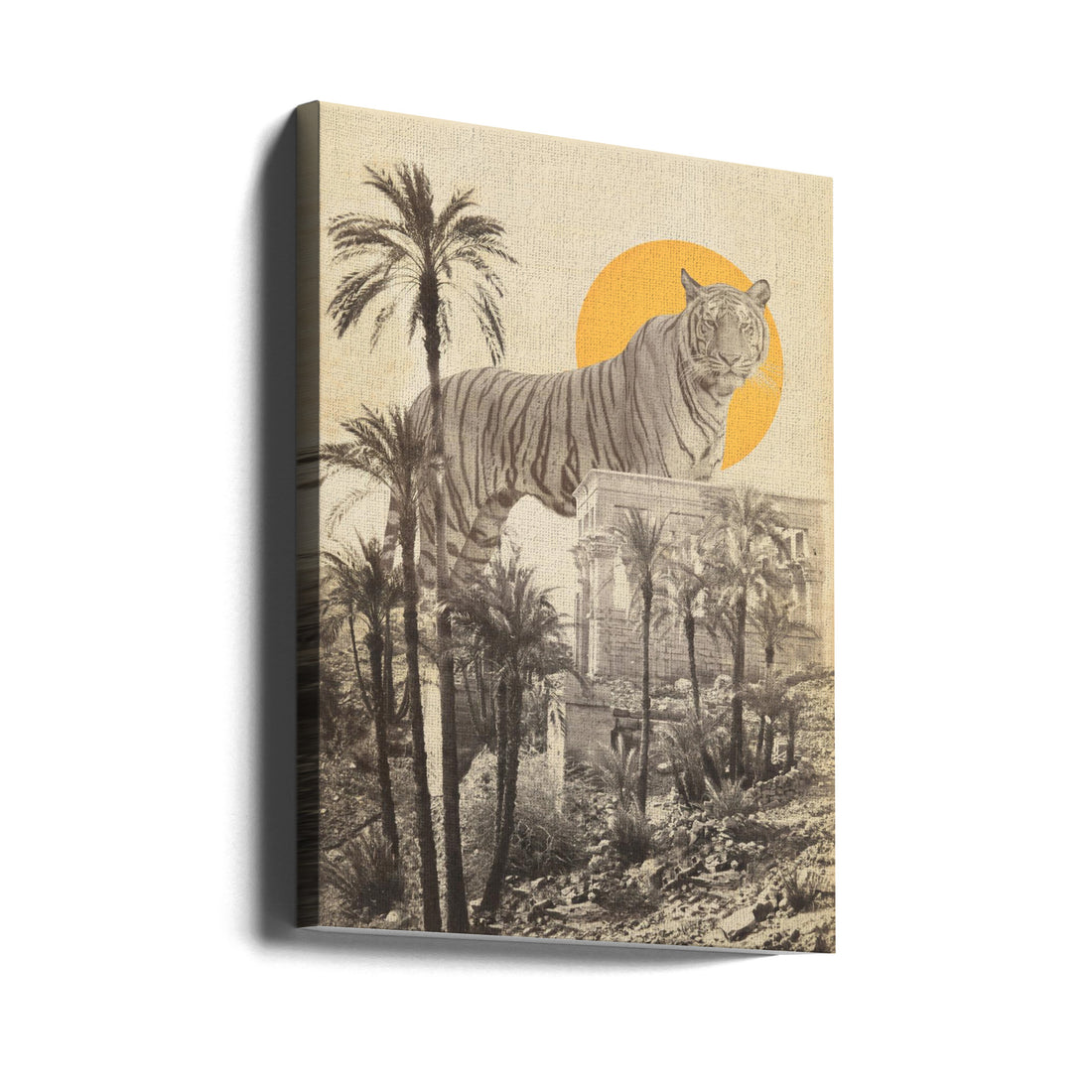 Giant Tiger In Ruins by Florent Bodart | Surreal Tiger Illustration, Large Canvas Wall Art Print | Artsy Earth