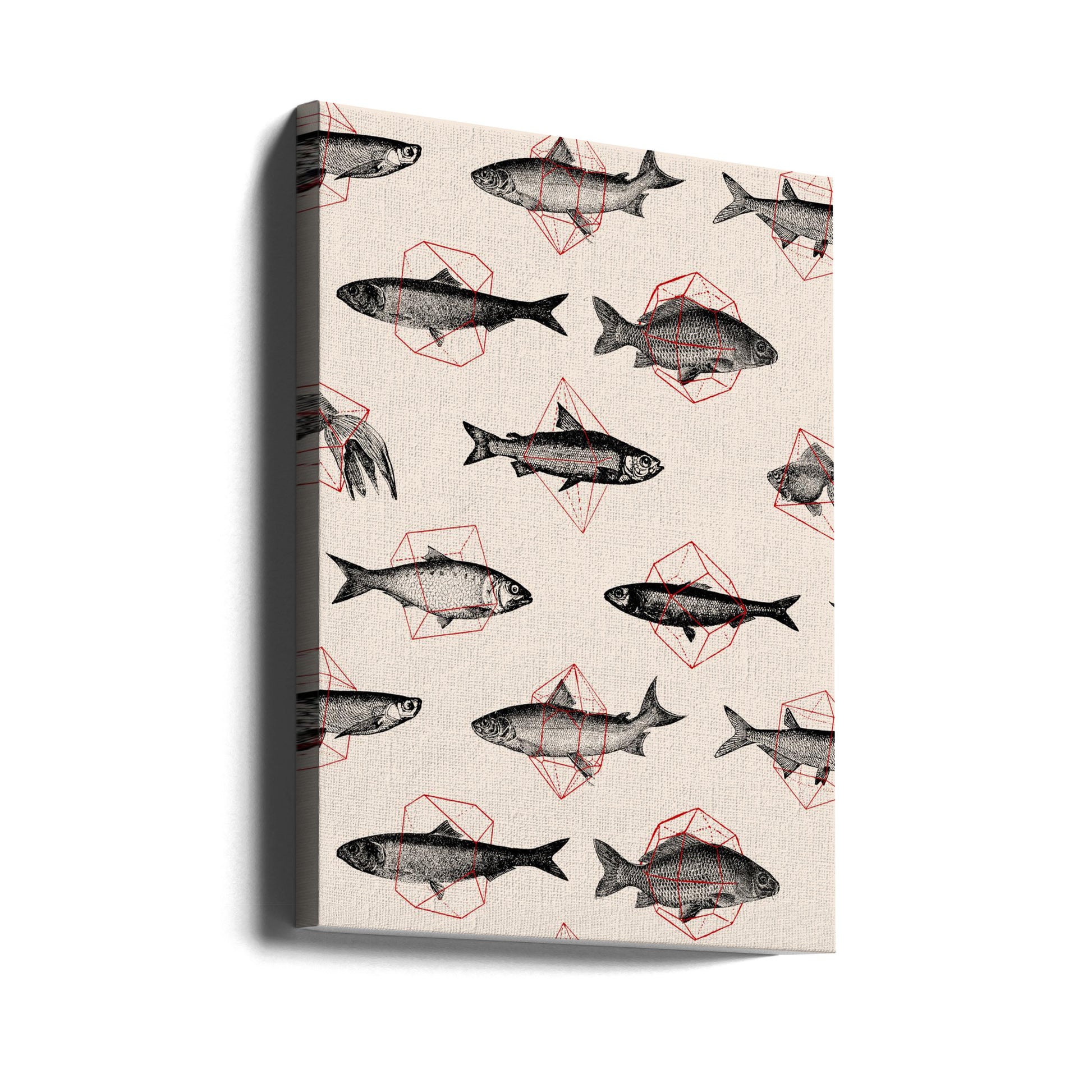 Fishes In Geometrics by Florent Bodart | Abstract Fish Shapes, Large Canvas Wall Art Print | Artsy Earth