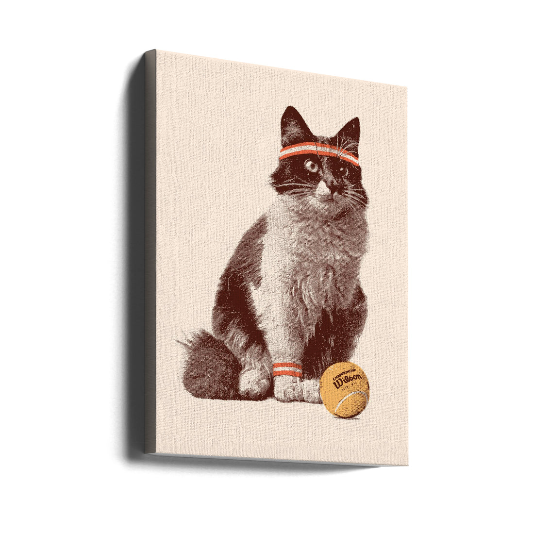 Chat Tennis by Florent Bodart | Funny Cat Sports, Large Canvas Wall Art Print | Artsy Earth