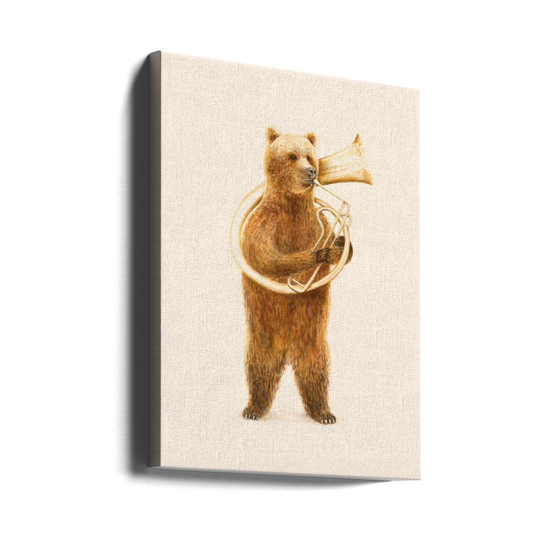 The Bear and His Helicon by Florent Bodart | Funny Animal Music, Large Canvas Wall Art Print | Artsy Earth