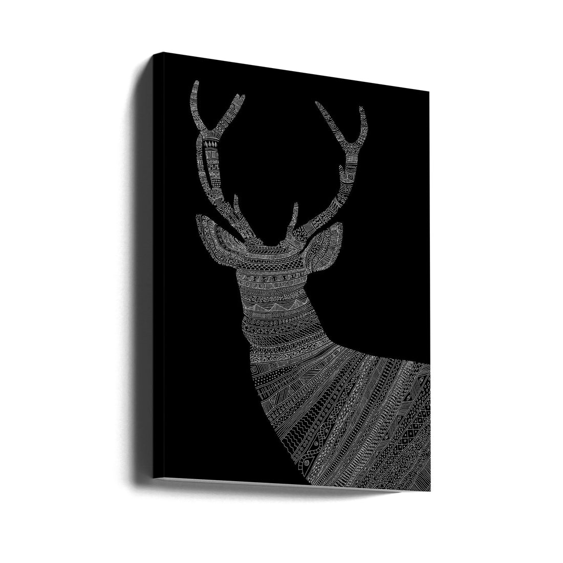 Stag Black by Florent Bodart | Geometric Animal Pattern, Large Canvas Wall Art Print | Artsy Earth