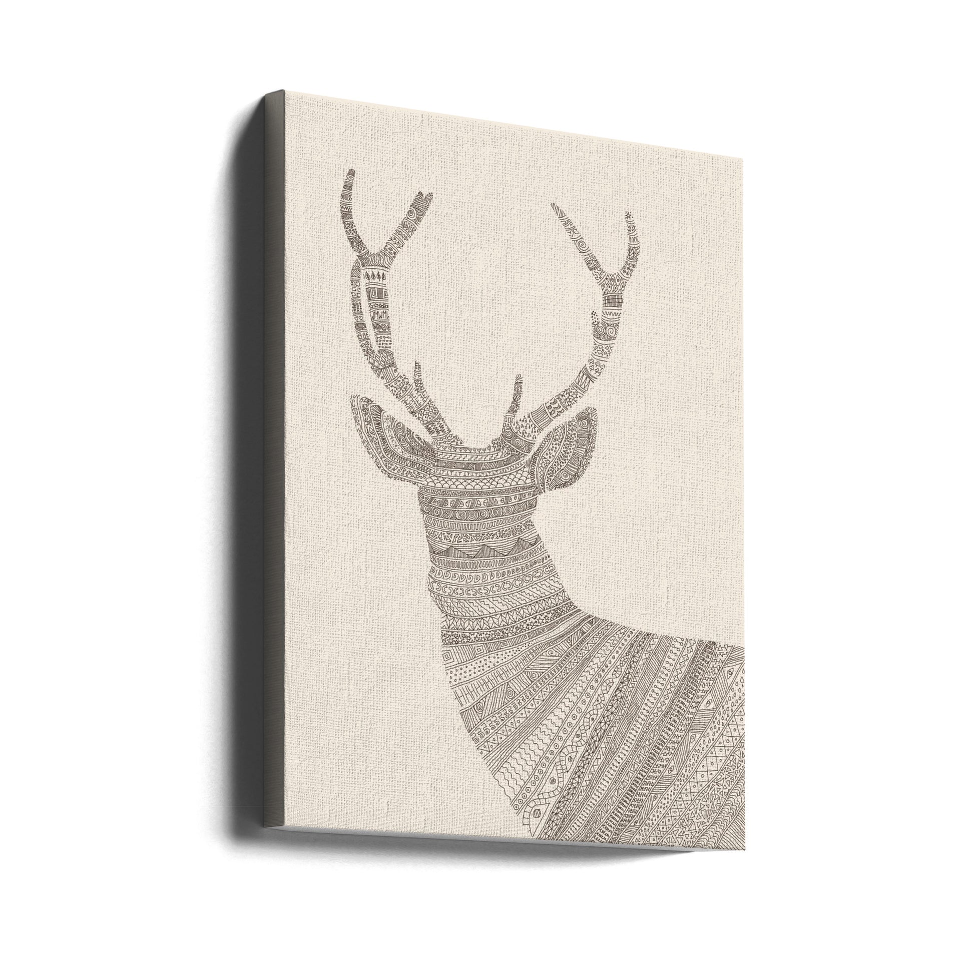 Stag Beige by Florent Bodart | Geometric Animal Illustration, Large Canvas Wall Art Print | Artsy Earth