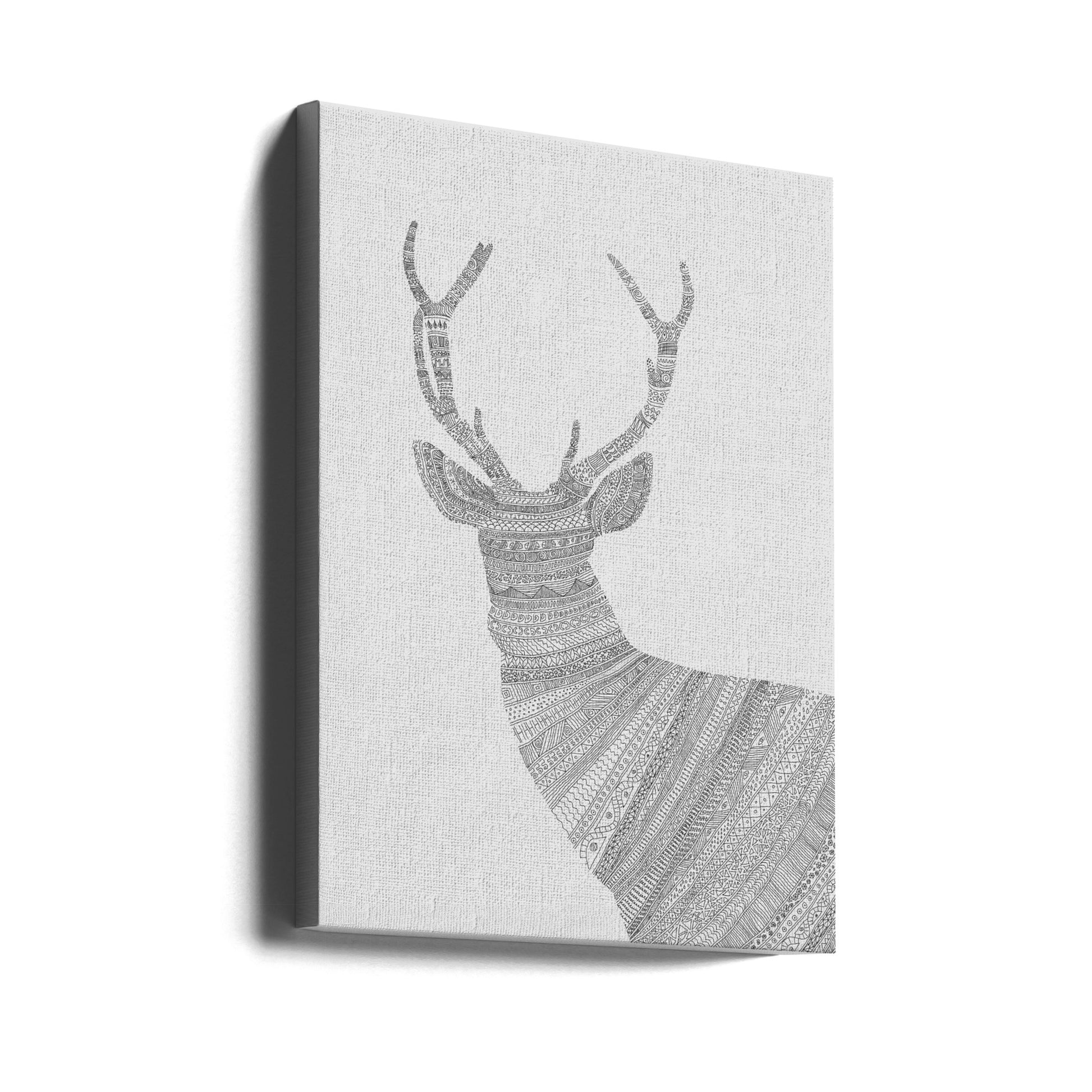 Stag Grey by Florent Bodart | Geometric Animal Pattern, Large Canvas Wall Art Print | Artsy Earth