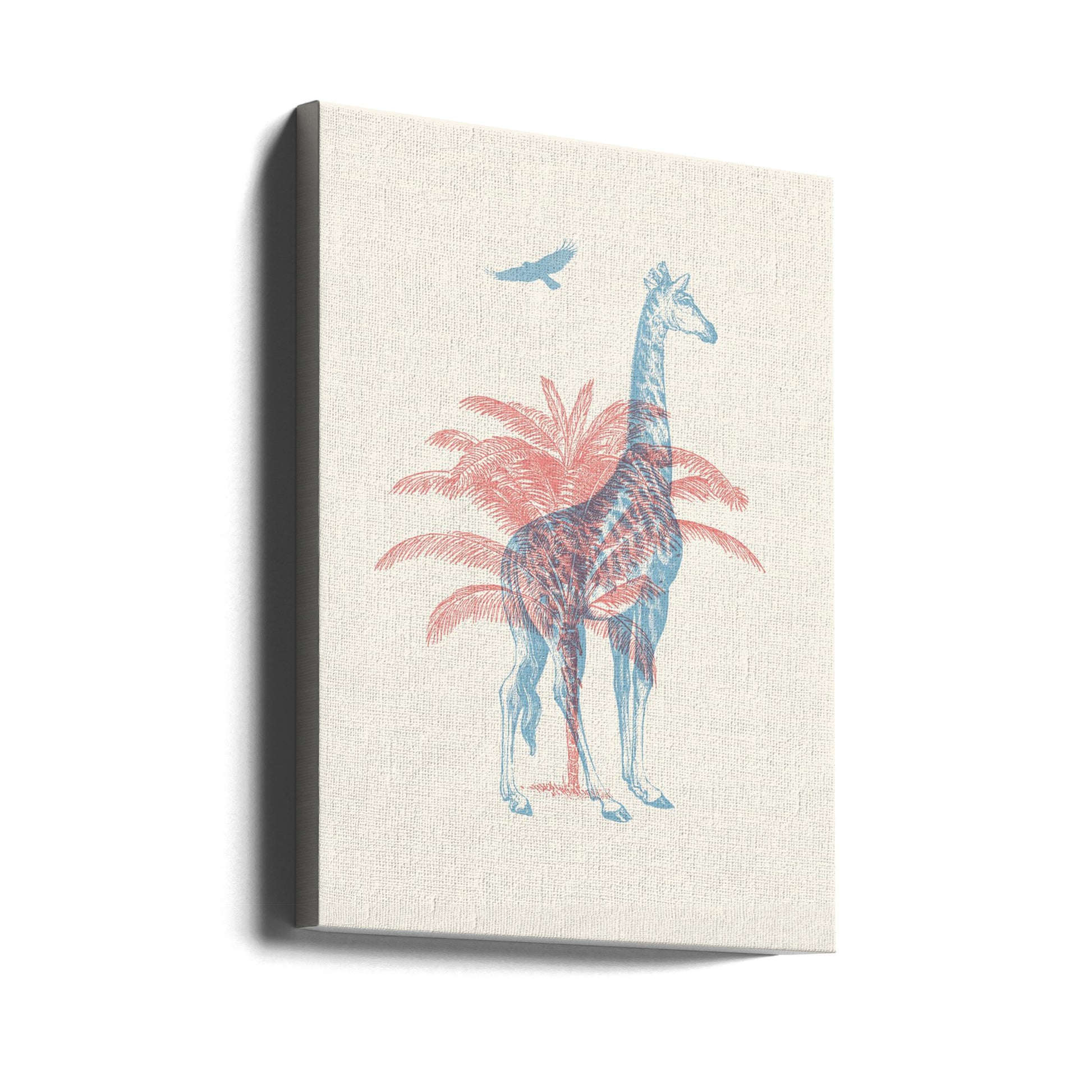 Giraffe Animal by Florent Bodart | Tropical Animal Illustration, Large Canvas Wall Art Print | Artsy Earth