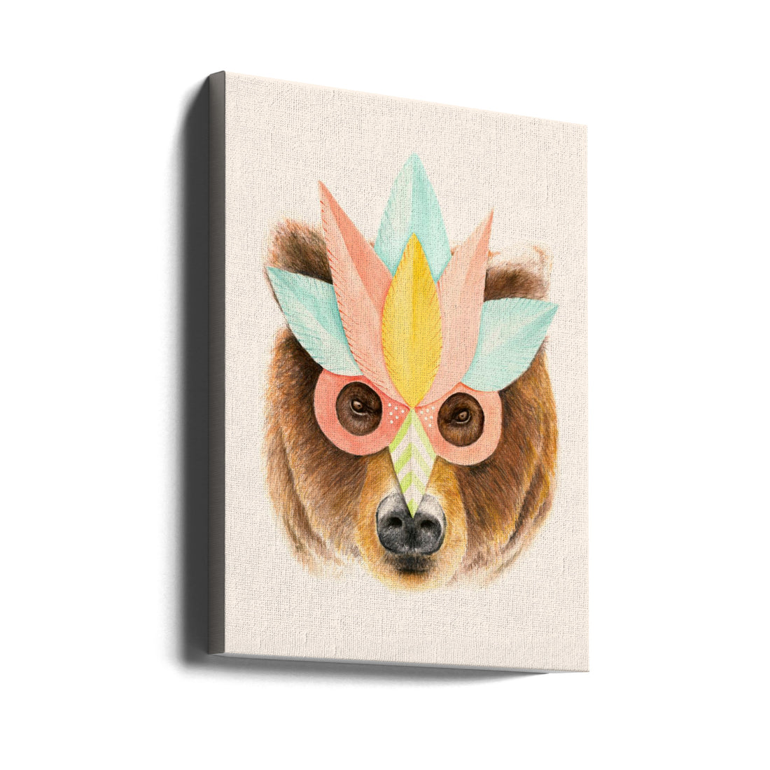 Bear Paper Mask by Florent Bodart | Animal Portrait Humor, Large Canvas Wall Art Print | Artsy Earth