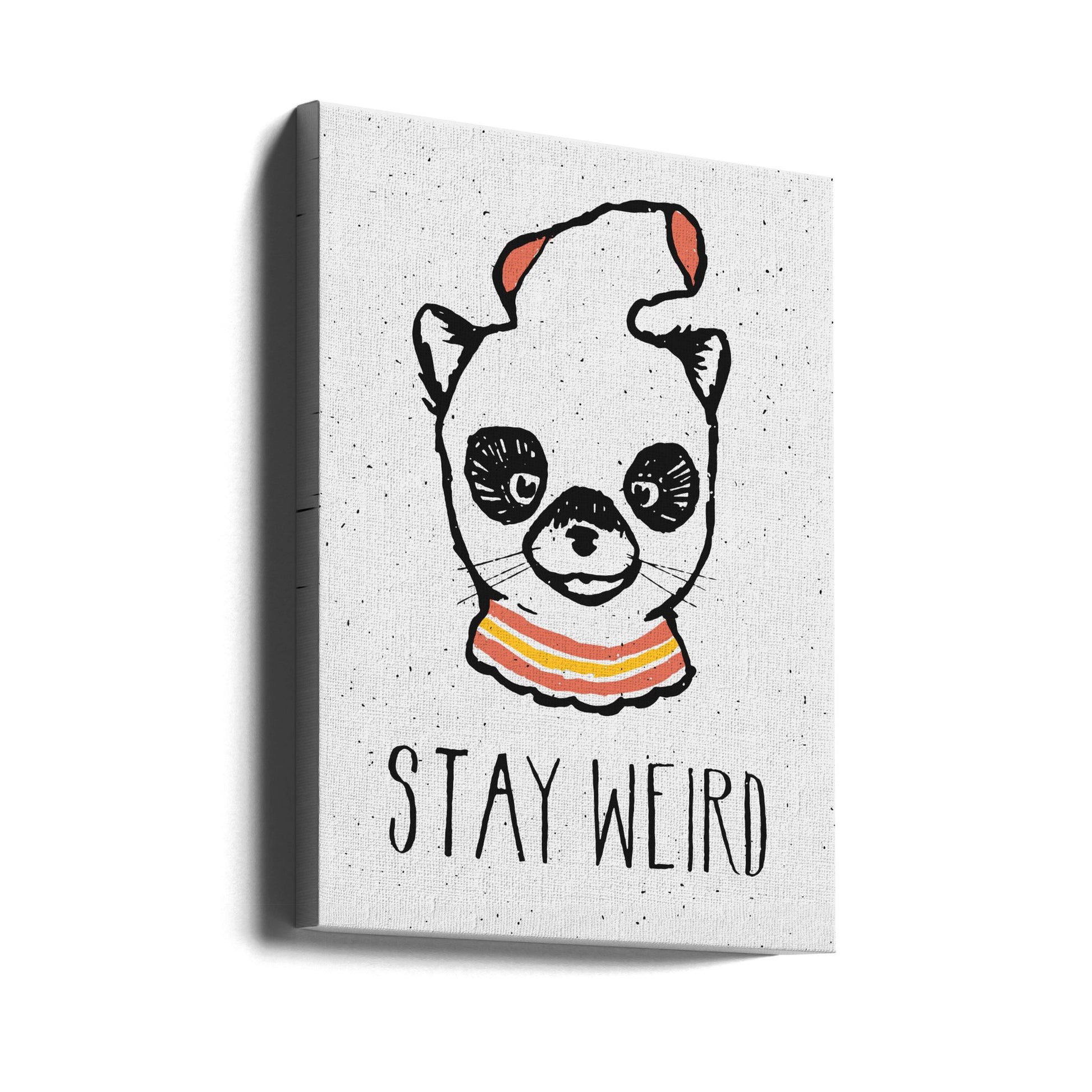 Stay Weird by Florent Bodart | Cute Animal Text, Large Canvas Wall Art Print | Artsy Earth