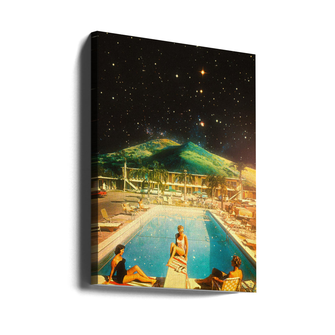 Space Pool by Taudalpoi | Retro Futuristic Collage, Large Canvas Wall Art Print | Artsy Earth