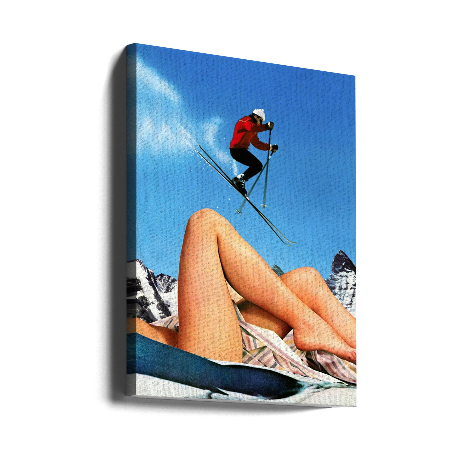 The Big Jump by Taudalpoi | Vintage Winter Sports, Large Canvas Wall Art Print | Artsy Earth