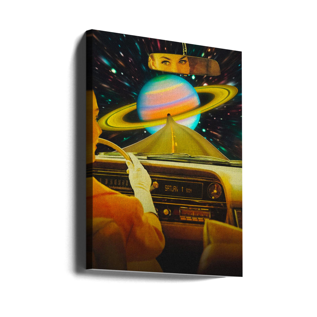 Saturn Commute by Taudalpoi | Retro Futuristic Space, Large Canvas Wall Art Print | Artsy Earth