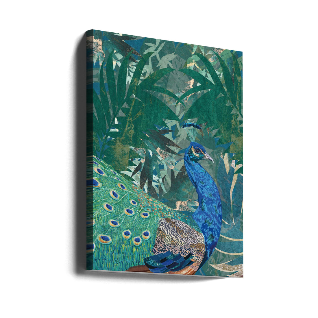 Peacock in the tropical jungle by Sarah Manovski | Exotic Rainforest Bird, Large Canvas Wall Art Print | Artsy Earth