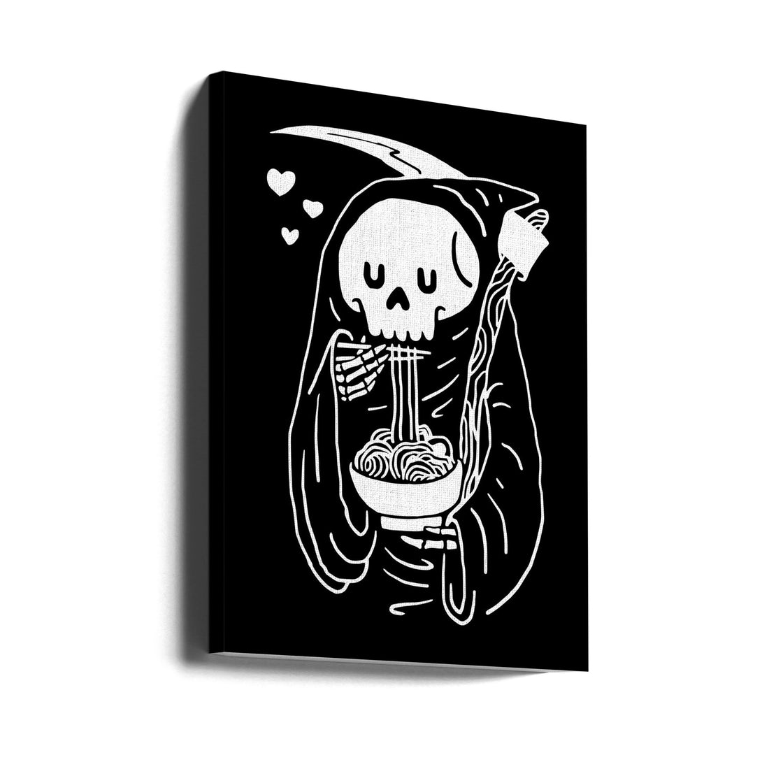 But First Noodles by Jay Stanley | Skeleton Food Illustration, Large Canvas Wall Art Print | Artsy Earth