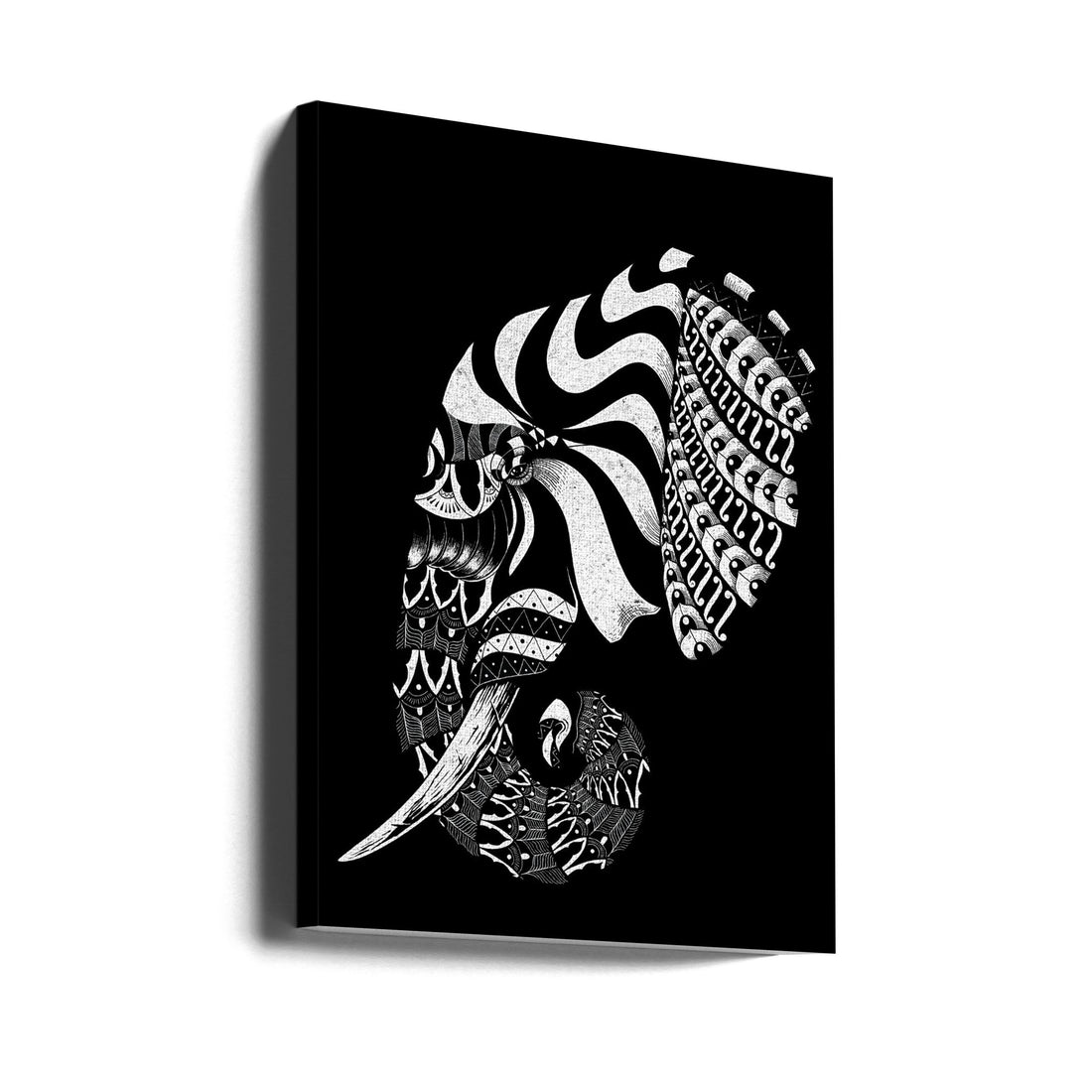 Ornate Elephant II by Jay Stanley | Black White Animal Pattern, Large Canvas Wall Art Print | Artsy Earth