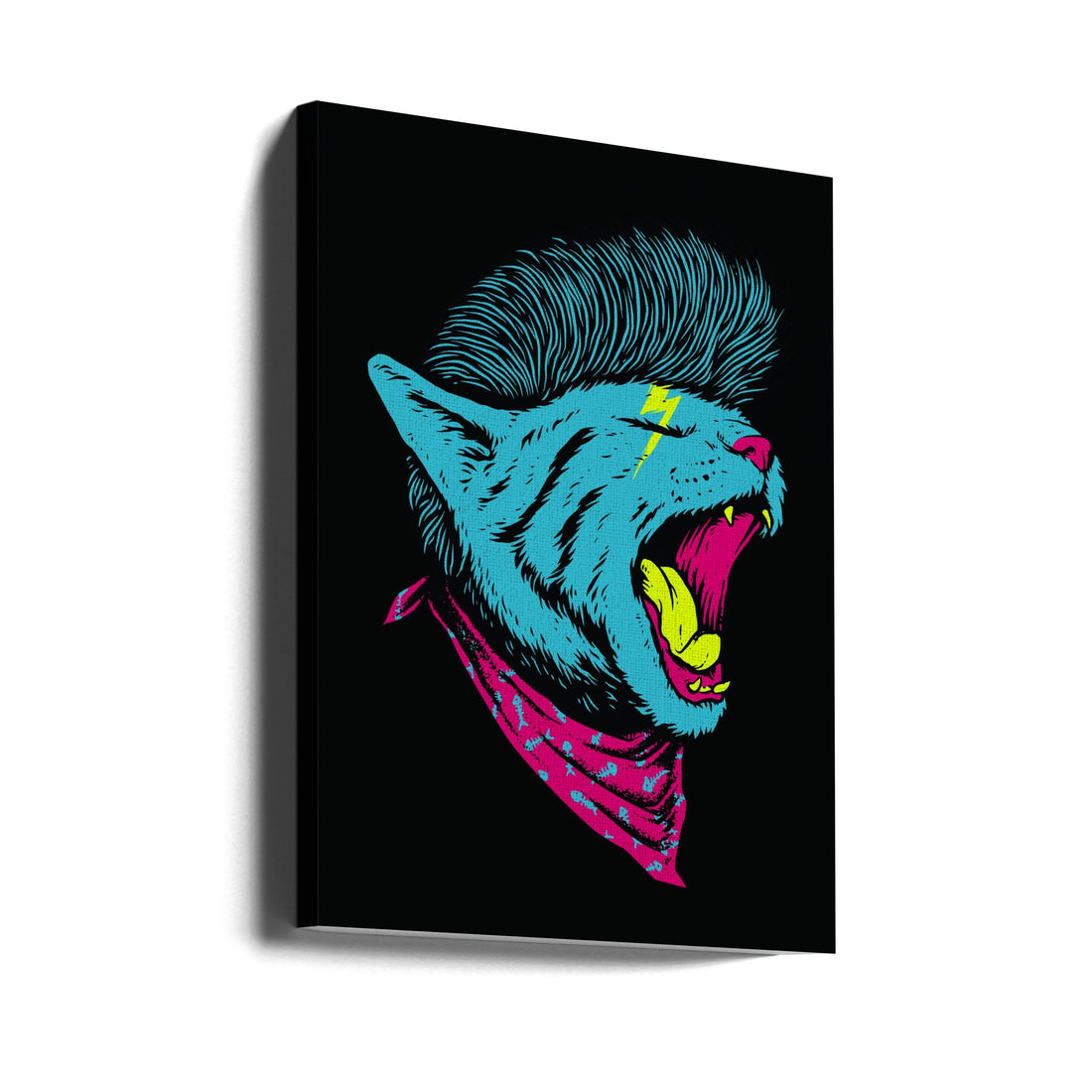 The Killer Cat by Jay Stanley | Colorful Animal Expression, Large Canvas Wall Art Print | Artsy Earth