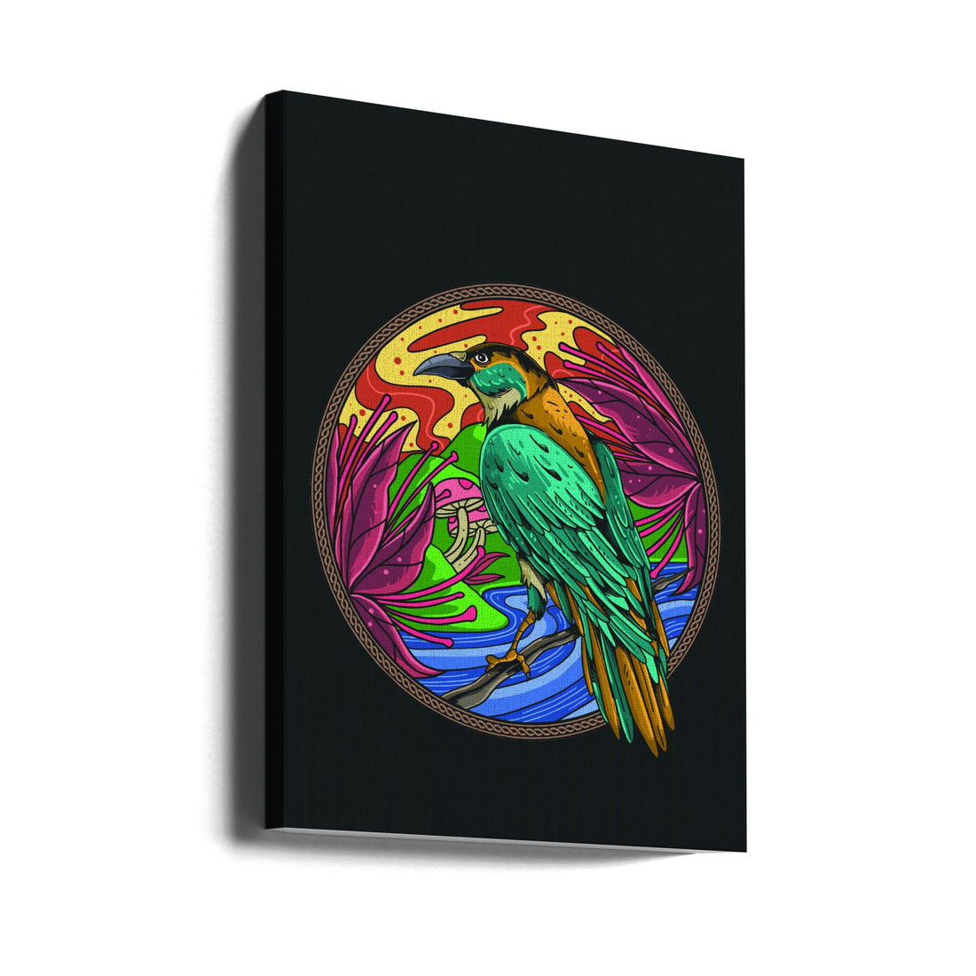 The Wise Crow by Jay Stanley | Colorful Bird Illustration, Large Canvas Wall Art Print | Artsy Earth