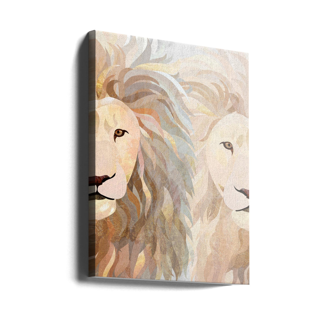 Lion Half Face by Sarah Manovski | Golden Wildlife Portrait, Large Canvas Wall Art Print | Artsy Earth