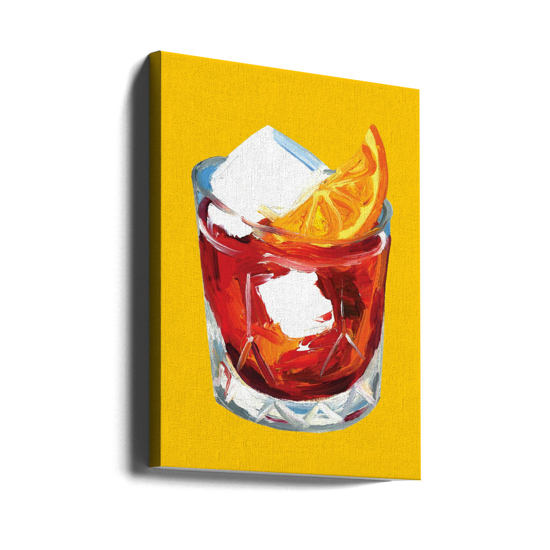 Negroni On Sunshine by Alice Straker | Colorful Cocktail Glass, Large Canvas Wall Art Print | Artsy Earth