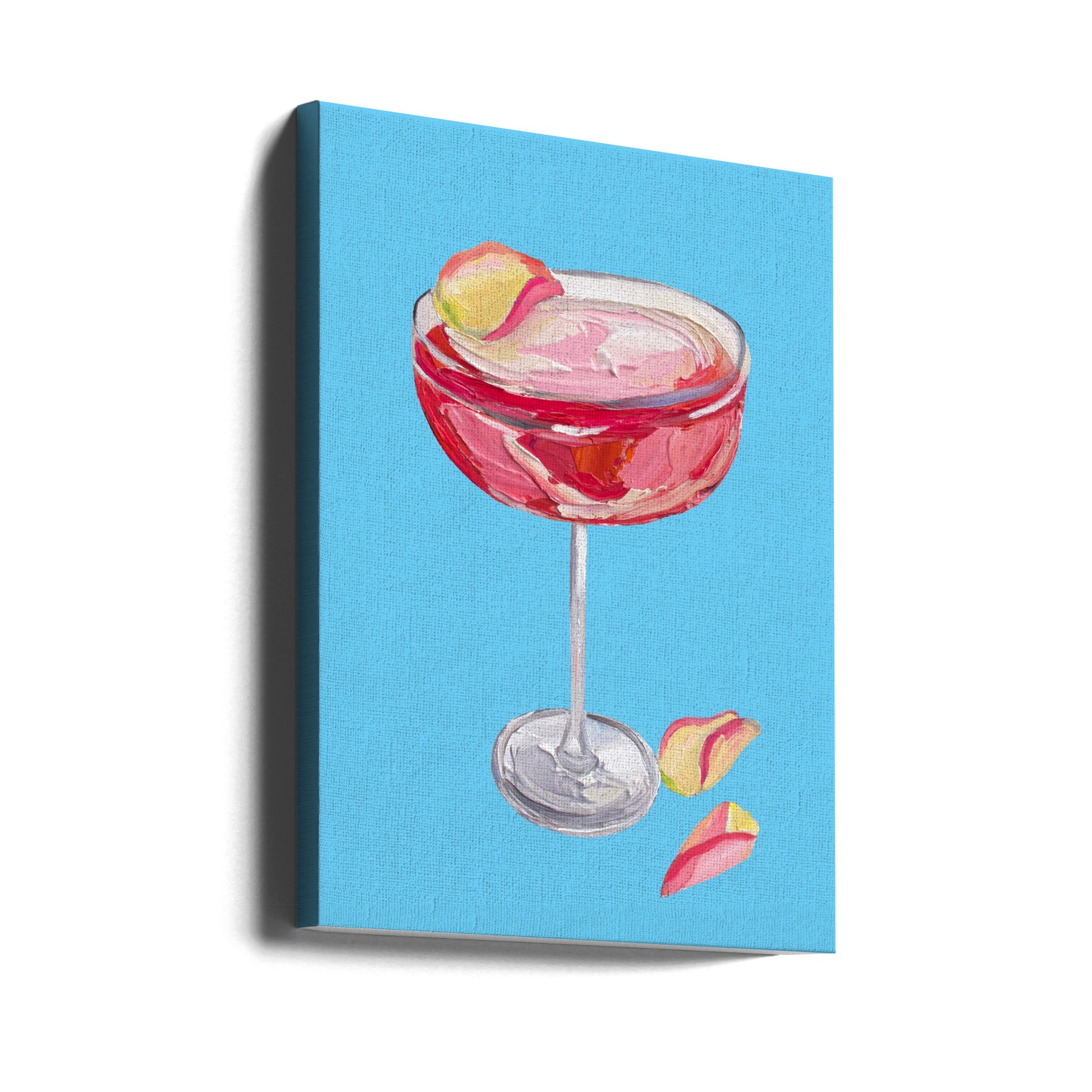 Sparkling Rose Gin Cocktail by Alice Straker | Colorful Cocktail Glass, Large Canvas Wall Art Print | Artsy Earth