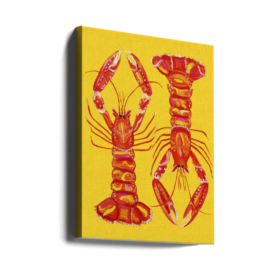 Langoustines On Yellow by Alice Straker | Fresh Shellfish Food, Large Canvas Wall Art Print | Artsy Earth