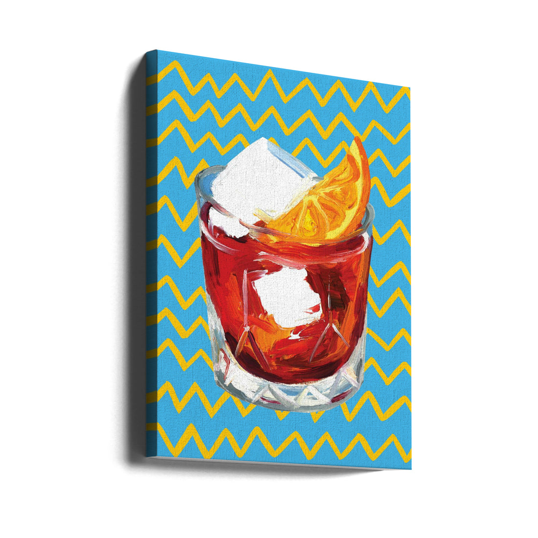 Negroni Blue by Alice Straker | Colorful Cocktail Glass, Large Canvas Wall Art Print | Artsy Earth