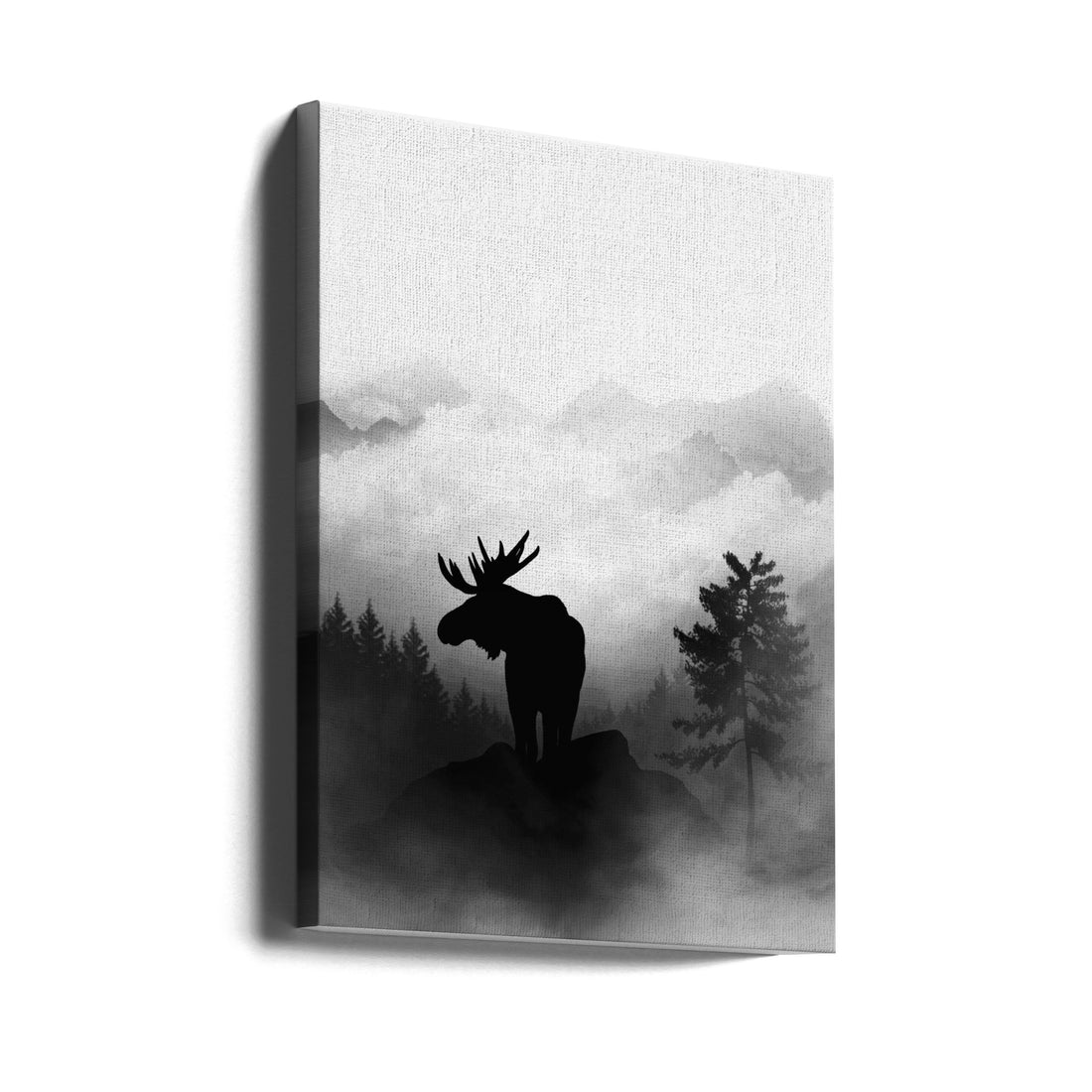 Moose in Mist by Gabriella Roberg | Wildlife Nature Illustration, Large Canvas Wall Art Print | Artsy Earth