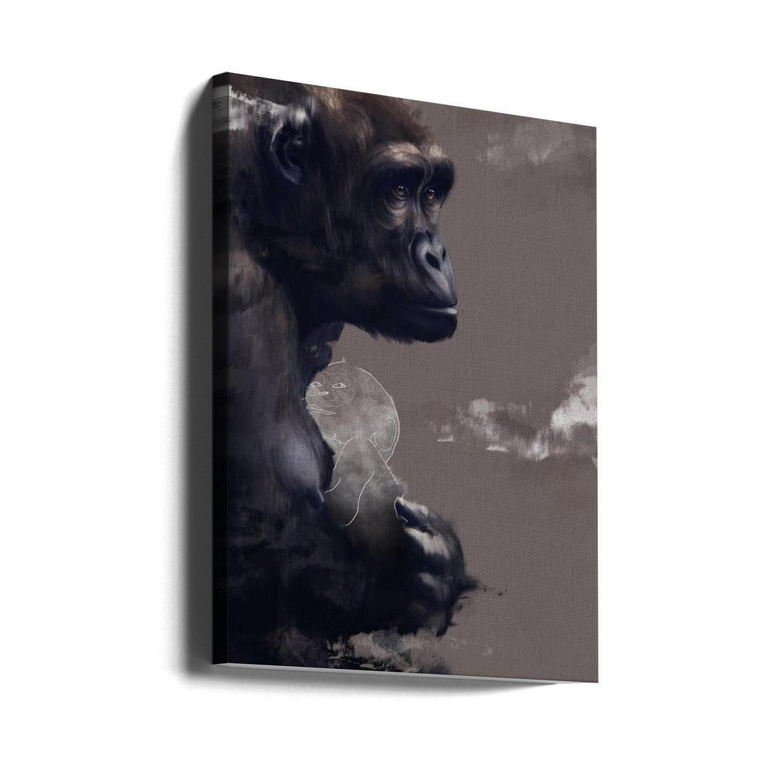 Tender Primate Love by Gabriella Roberg | Mother Gorilla Embrace, Large Canvas Wall Art Print | Artsy Earth