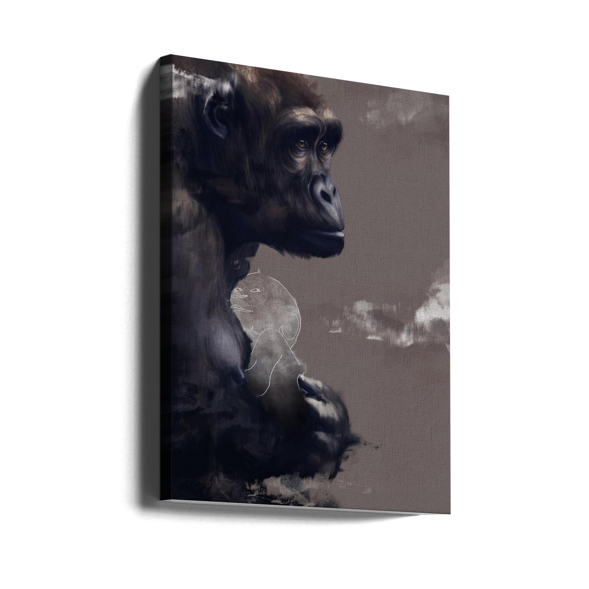 Tender Primate Love by Gabriella Roberg | Mother Gorilla Embrace, Large Canvas Wall Art Print | Artsy Earth