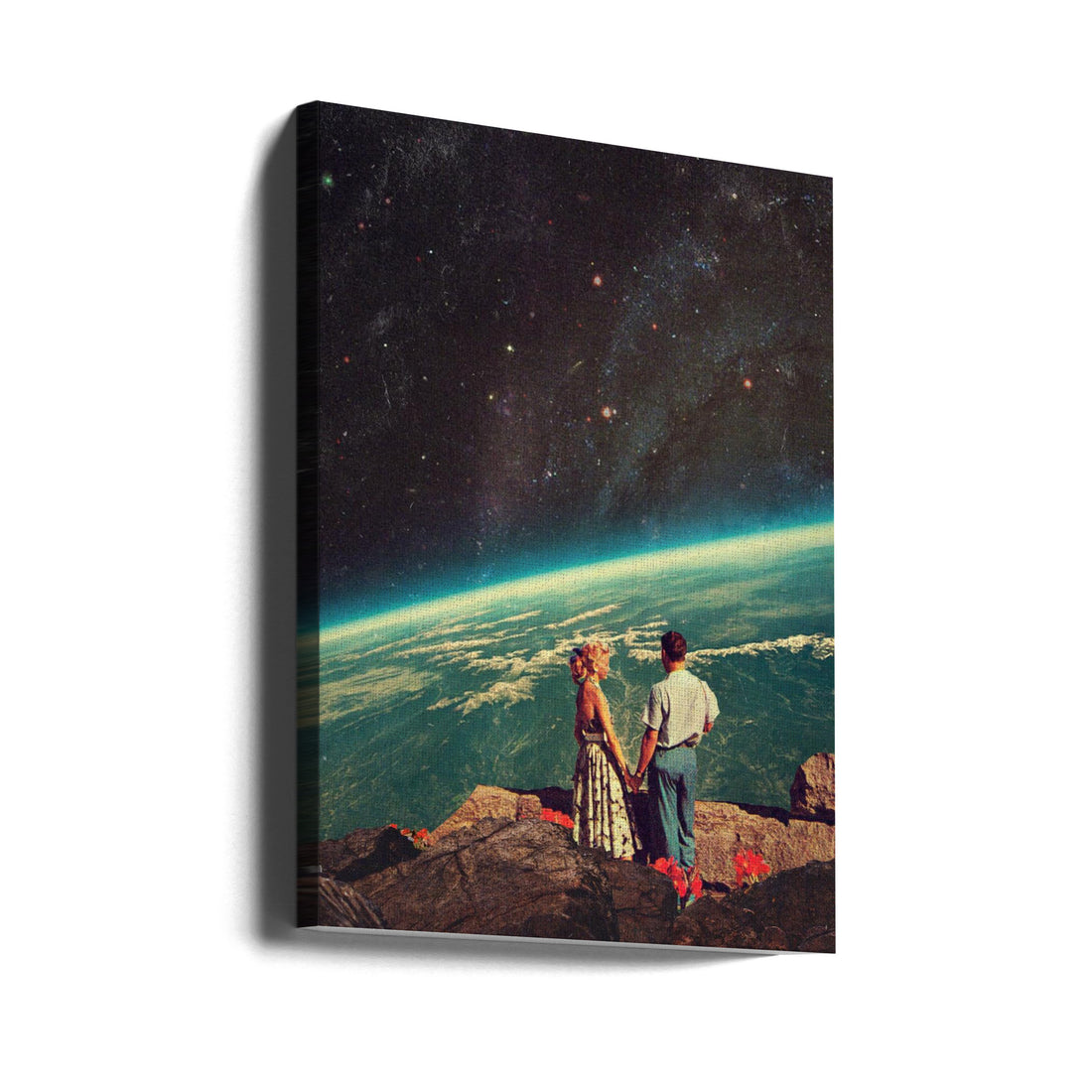 Love in Space by Frank Moth | Surreal Galaxy Romance, Large Canvas Wall Art Print | Artsy Earth