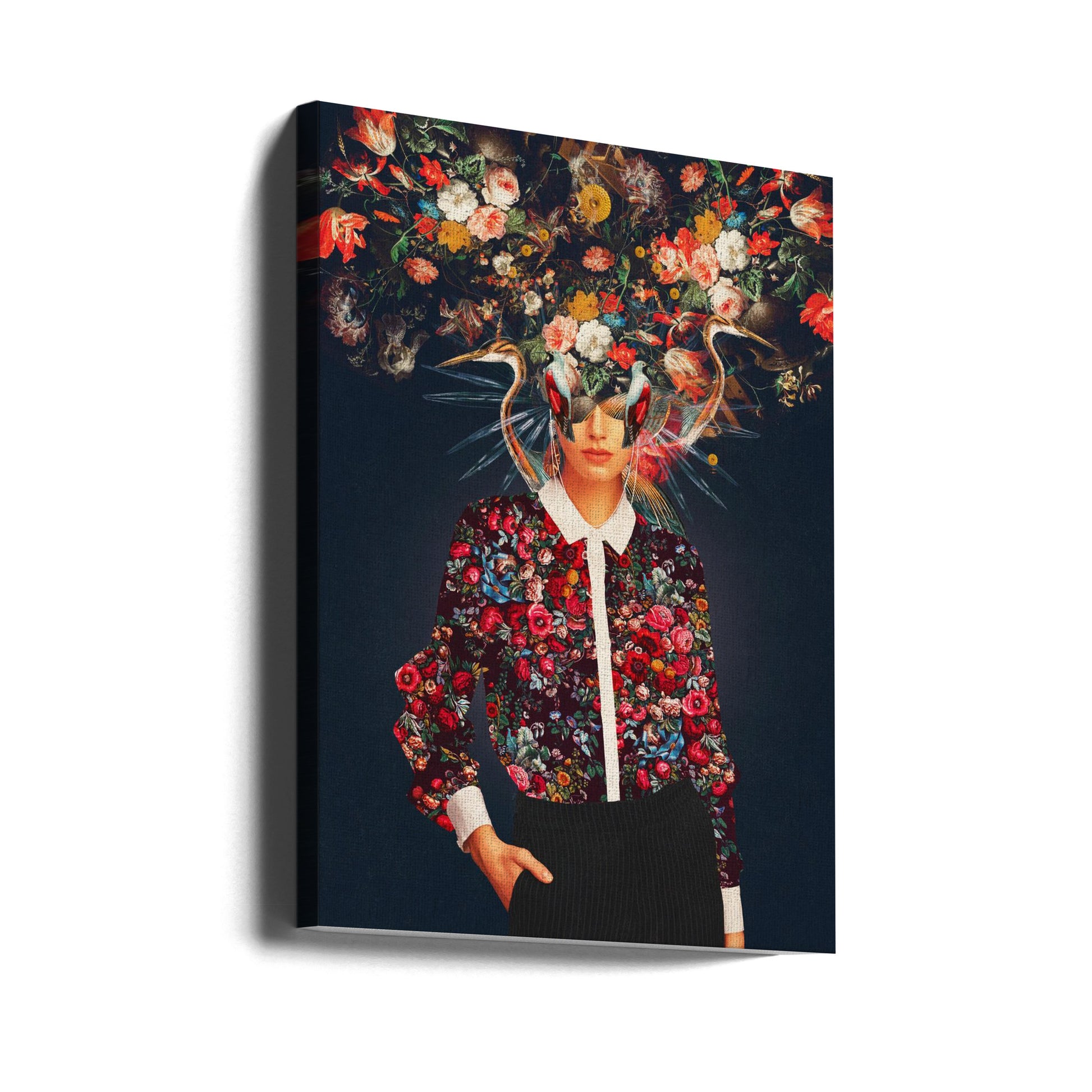 Your Head Was Full of Colours by Frank Moth | Surreal Floral Portrait, Large Canvas Wall Art Print | Artsy Earth