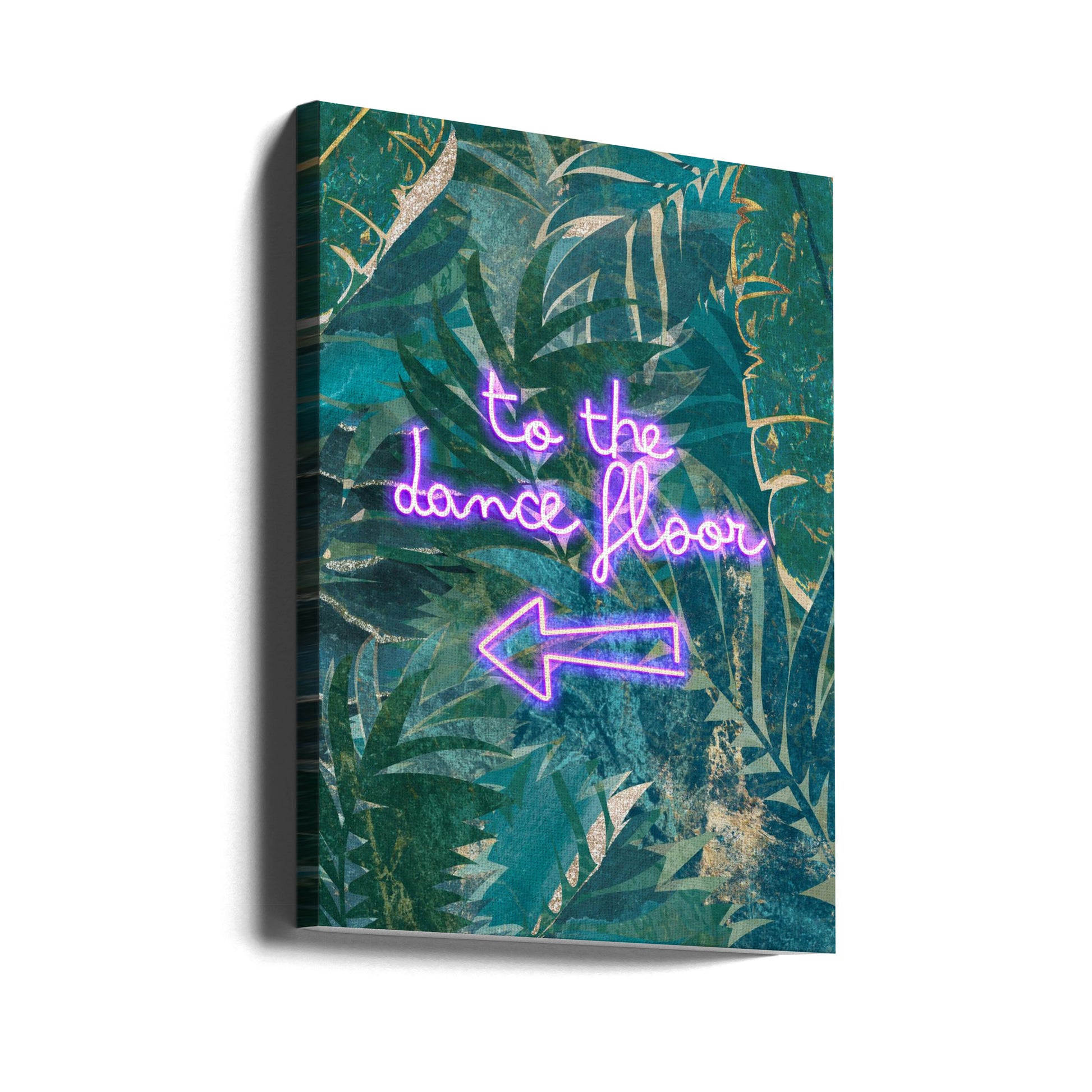 Dance Floor Left by Sarah Manovski | Neon Typography Jungle, Large Canvas Wall Art Print | Artsy Earth