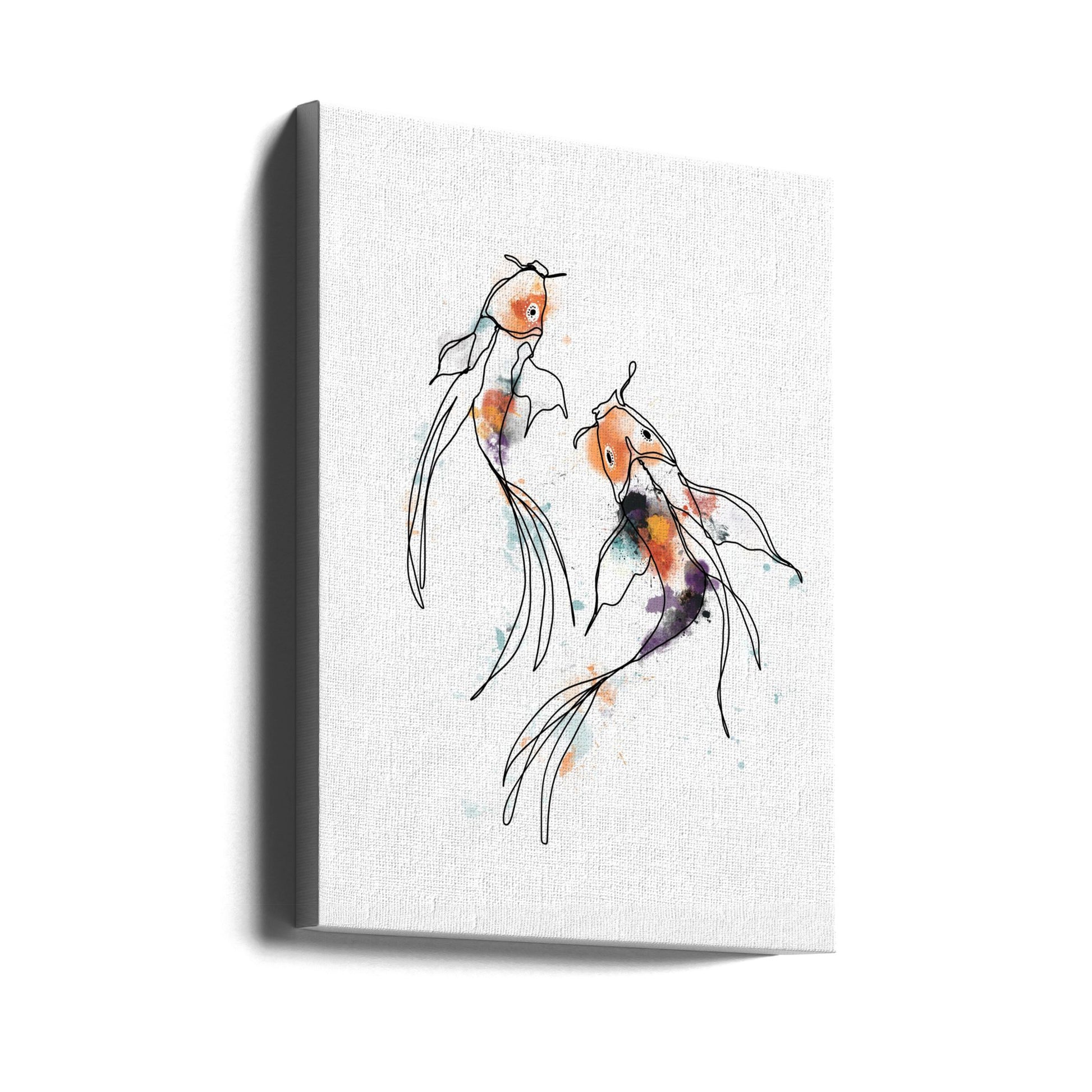 Parallel Koi Art by Hanna Lee Tidd | Minimalist Line Fish, Large Canvas Wall Art Print | Artsy Earth