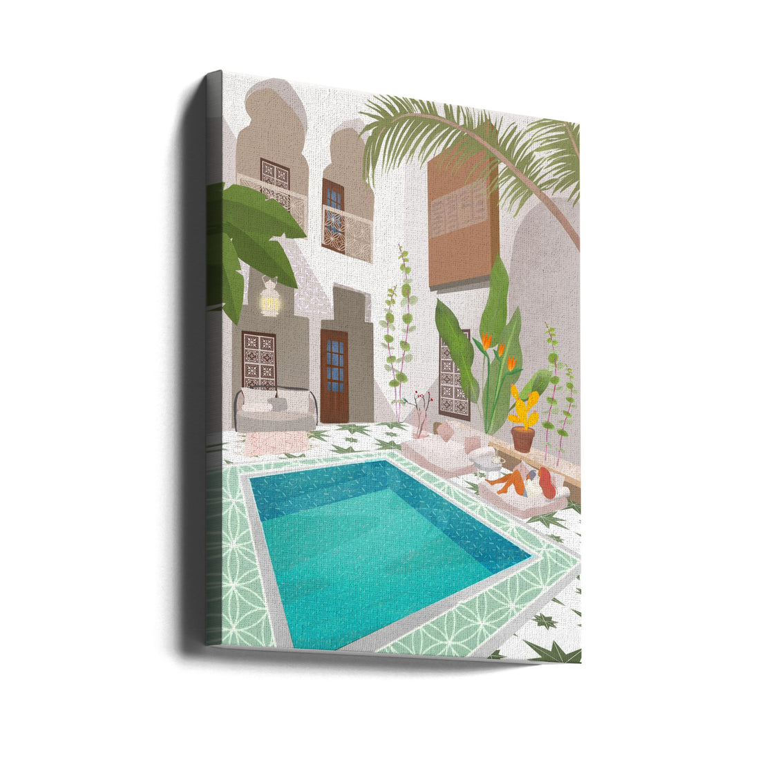 Luxury Riad Resort by Petra Lizde | Tropical Villa Pool, Large Canvas Wall Art Print | Artsy Earth