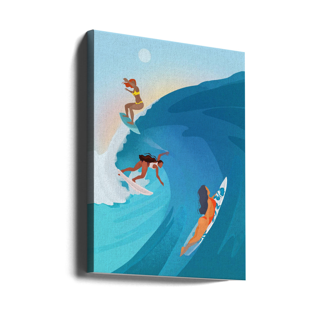 Surfers by Petra Lizde | Ocean Water Sports, Large Canvas Wall Art Print | Artsy Earth