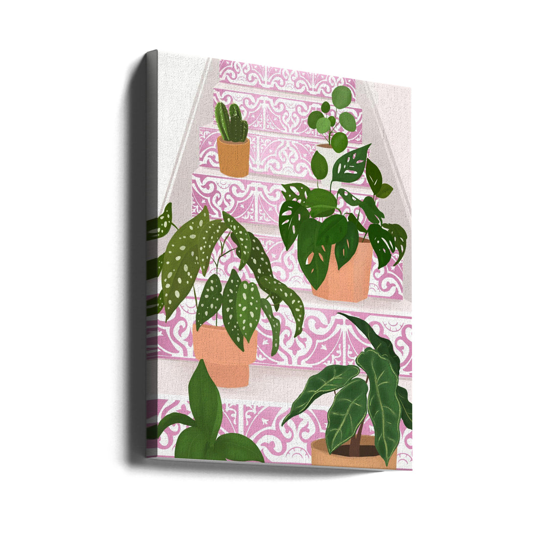 Botanical Staircase by Petra Lizde | Pink Botanical Plants, Large Canvas Wall Art Print | Artsy Earth