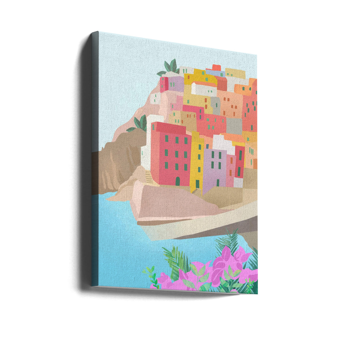 Italy Travel Poster by Petra Lizde | Amalfi Coast Landscape, Large Canvas Wall Art Print | Artsy Earth