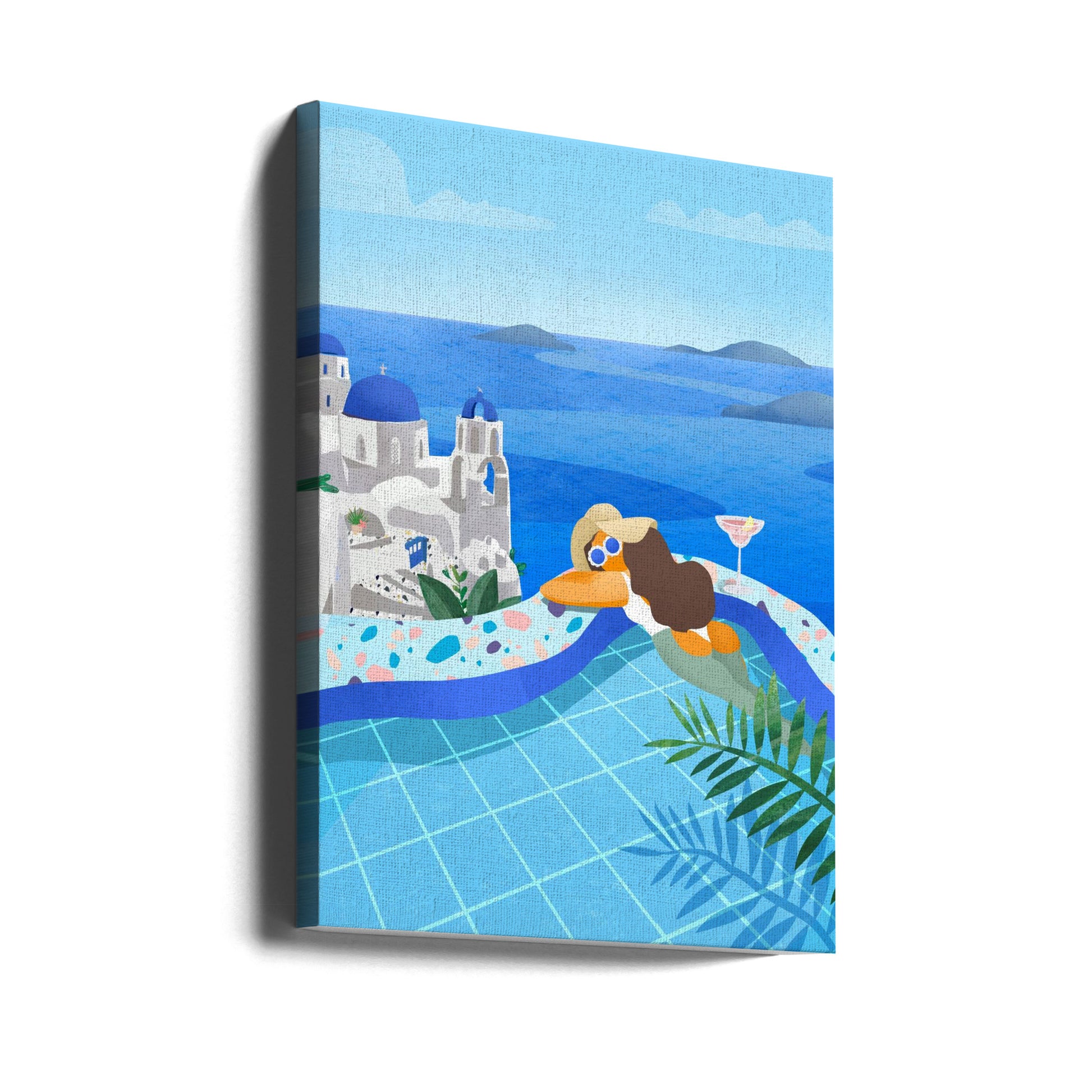 Summer in Greece by Petra Lizde | Mediterranean Pool Paradise, Large Canvas Wall Art Print | Artsy Earth