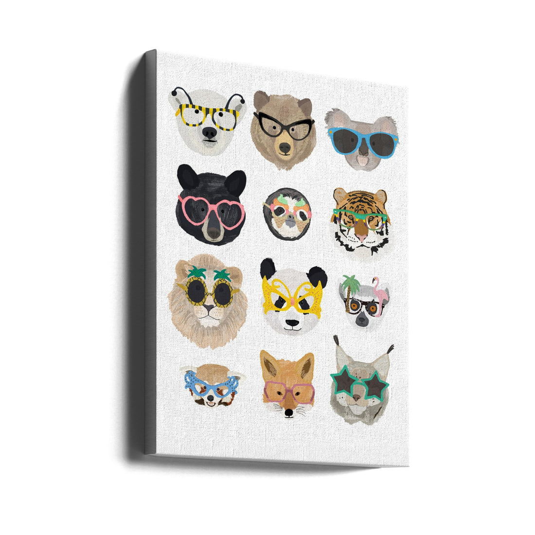 Big Cats in Glasses by Hanna Melin | Funny Animal Portrait, Large Canvas Wall Art Print | Artsy Earth