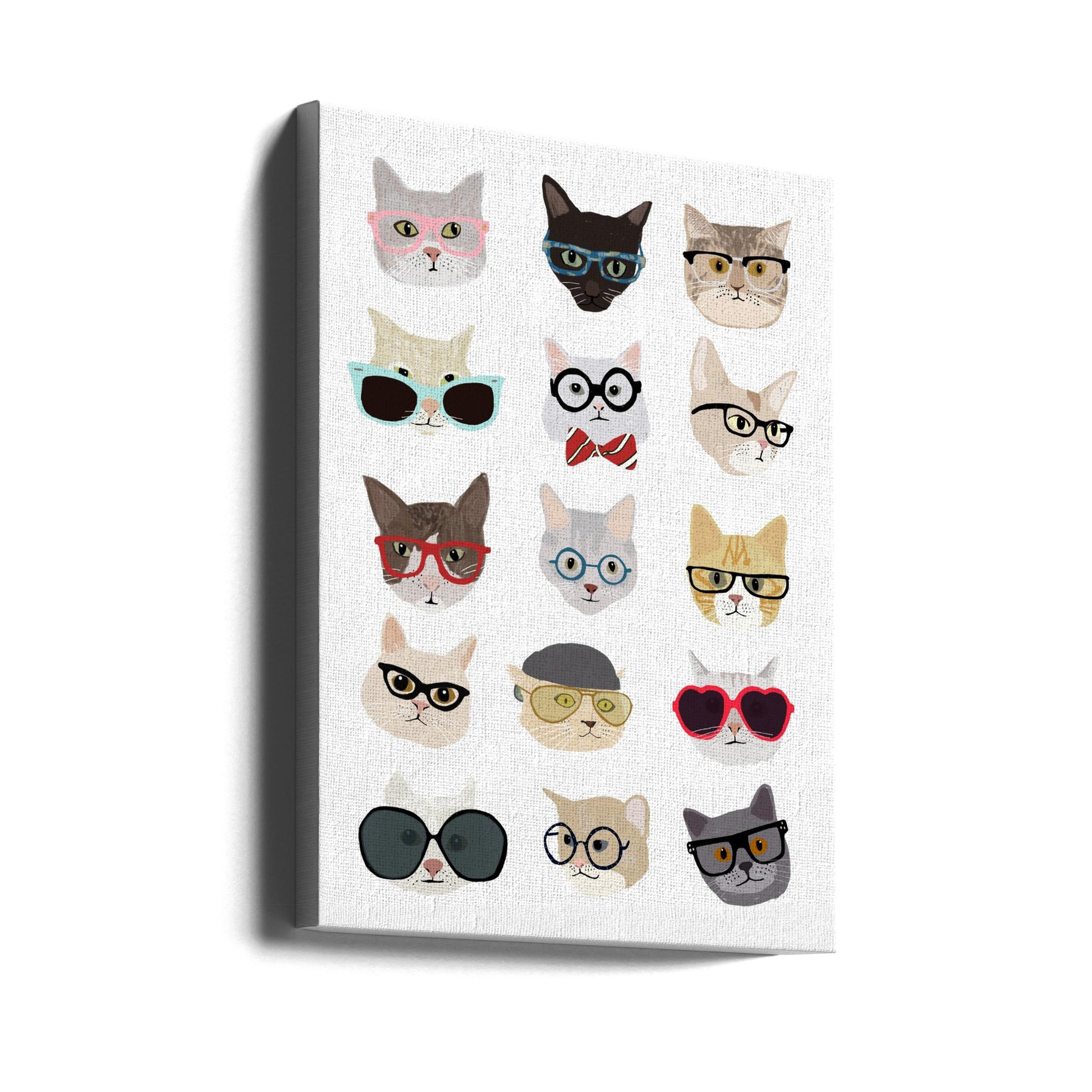 Cats With Glasses by Hanna Melin | Digital Cat Portrait, Large Canvas Wall Art Print | Artsy Earth