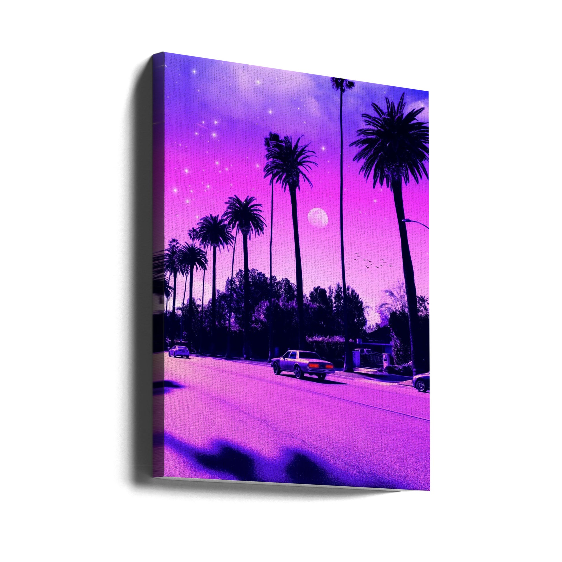 Aesthetic Cali Drive by Ritvik Takkar | Starry Night Cityscape, Large Canvas Wall Art Print | Artsy Earth