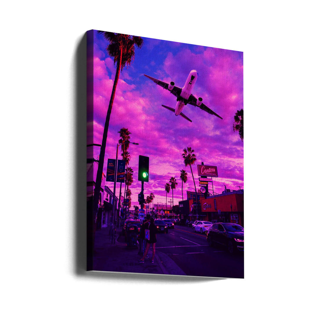 Dreamverse by Ritvik Takkar | Synthwave Urban Flight, Large Canvas Wall Art Print | Artsy Earth