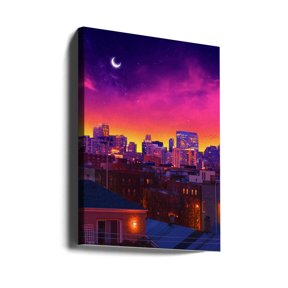 Dusk In Chicago by Ritvik Takkar | Urban Night Cityscape, Large Canvas Wall Art Print | Artsy Earth